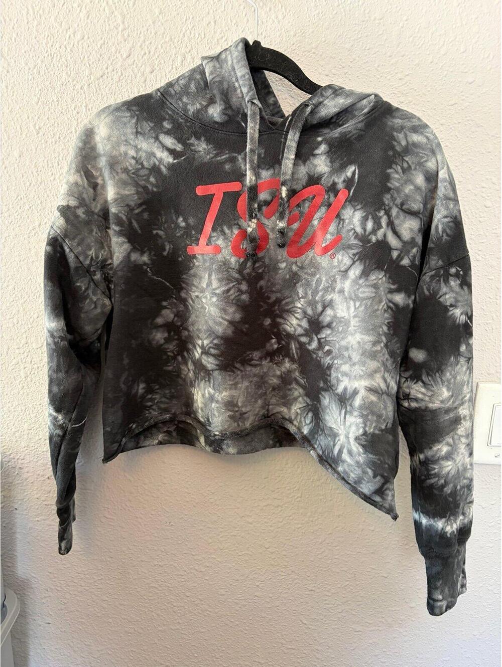ISU Grey Tie Dye Cropped Hoodie size M